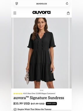 Auvora Signature Black Sundress size XL NWT